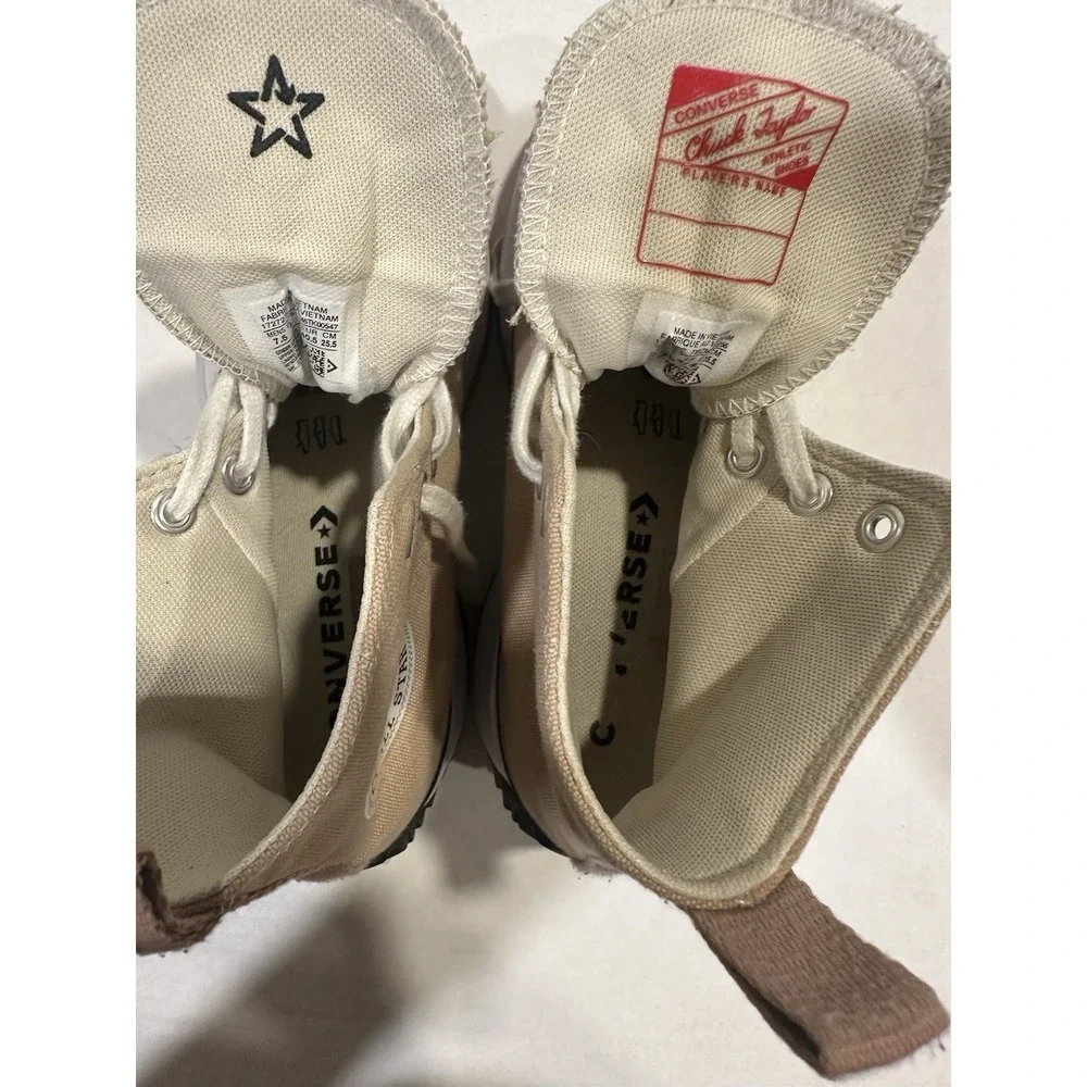 Converse Run Star Hike High Tops Chuck Taylor All Star Platform Shoes Tan 7.5